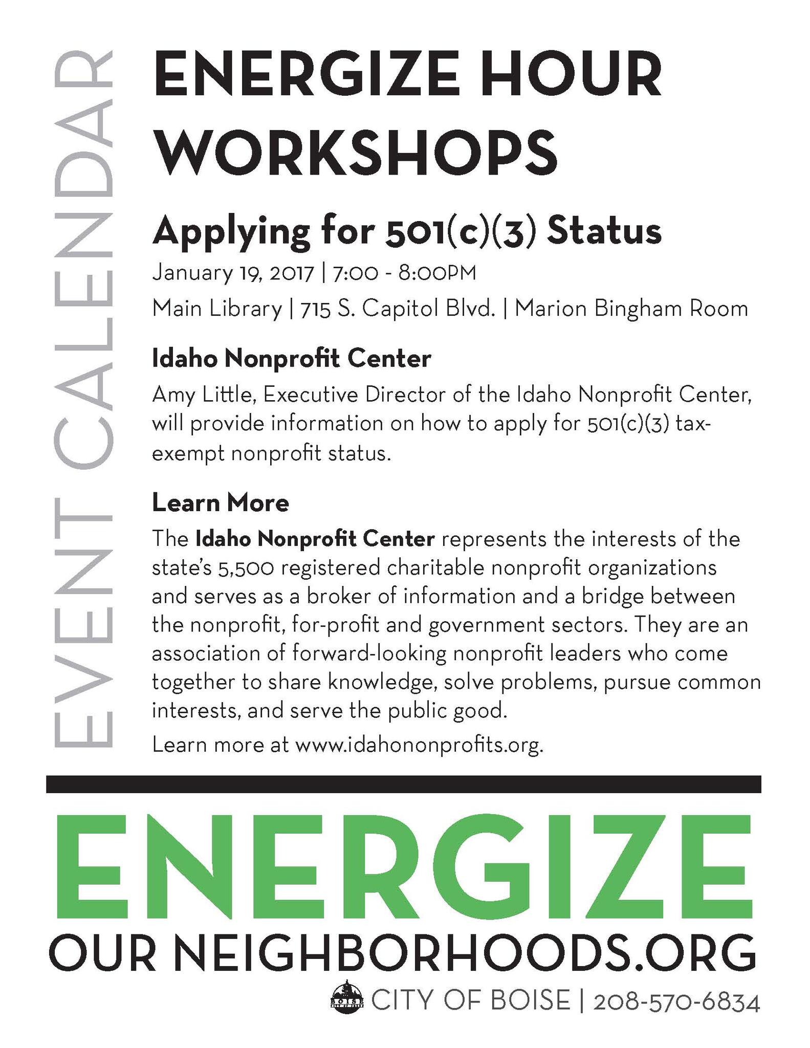 Energize Hour 501c3 Status for your Neighborhood