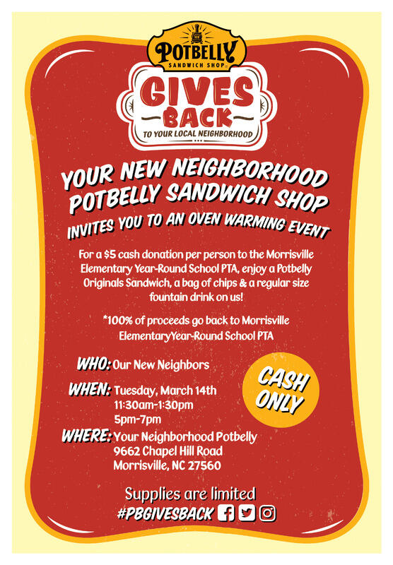 Potbelly Sandwich Shop Opening (soon) in Morrisville (Greensboro, Cary chapel, mattress